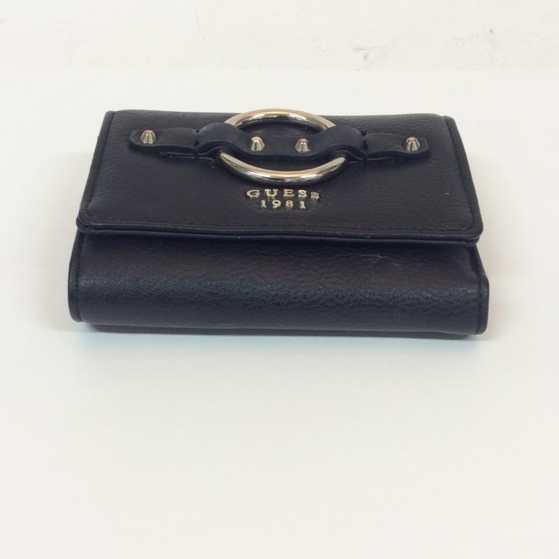 ゲス Guess 財布 二つ折り 無地 黒 / ブラック /  レディース USED 古着 中古 10004215