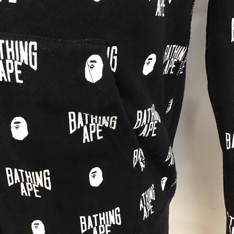 アベイシングエイプ A BATHING APE パーカー 長袖 001ZPF301014X モノグラム フルジップパーカー 裏起毛 S 総柄 黒 / ブラック / X 白 / ホワイト /  メンズ USED 古着 中古 10123669