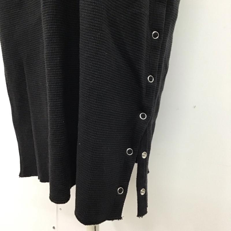 アズールバイマウジー AZUL BY MOUSSY ワンピース ロングスカート 250CA83-322G ワッフル リングスナップ スリットワンピース 七分袖 S 無地 黒 / ブラック /  レディース USED 古着 中古 10120044
