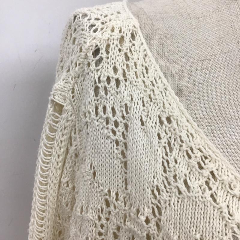 ザラ ZARA カーディガン 長袖 透かし編み M 無地 アイボリー / アイボリー /  レディース USED 古着 中古 10113464