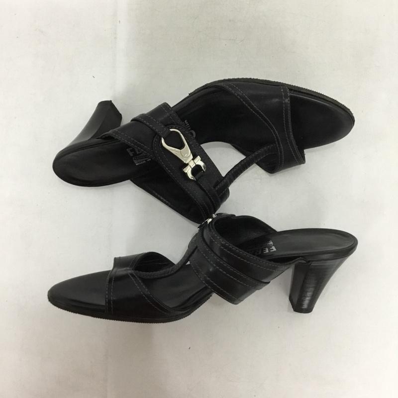 サルヴァトーレフェラガモ Salvatore Ferragamo サンダル サンダル ヒール 無地 黒 / ブラック / X 銀 / シルバー /  レディース USED 古着 中古 10149820