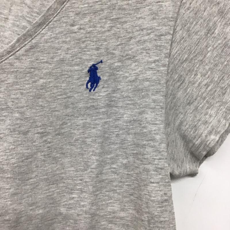 ポロラルフローレン POLO RALPH LAUREN Tシャツ 半袖 半袖カットソー プリントTシャツ Vネックカットソー L ロゴ、文字 灰 / グレー /  レディース USED 古着 中古 10145378