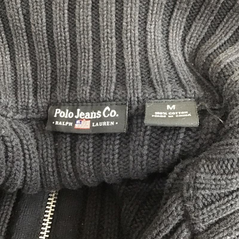 ポロジーンズカンパニー POLOJEANSCO. カーディガン 長袖 ジップアップニットジャケット ノーカラーニットジャケット アウター M 無地 黒 / ブラック /  レディース USED 古着 中古 10117868