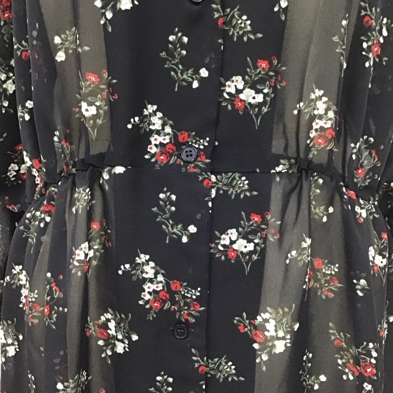 ローリーズファーム LOWRYS FARM ワンピース ロングスカート nl717003tk シフォンロングワンピース フレアスカート 前開シャツワンピース M 花柄 紺 / ネイビー /  レディース USED 古着 中古 10111518