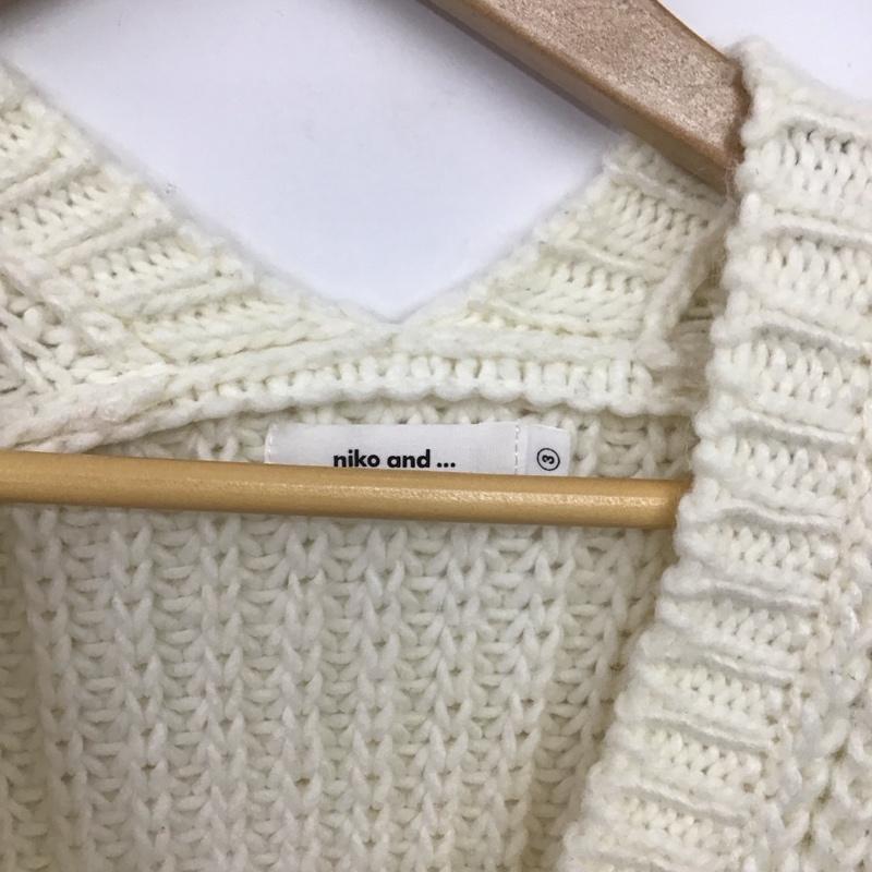 ニコアンド niko and... カーディガン 長袖 長袖ニットカーディガン 前ボタン ノーカラー 3 無地 白 / ホワイト /  レディース USED 古着 中古 10145412