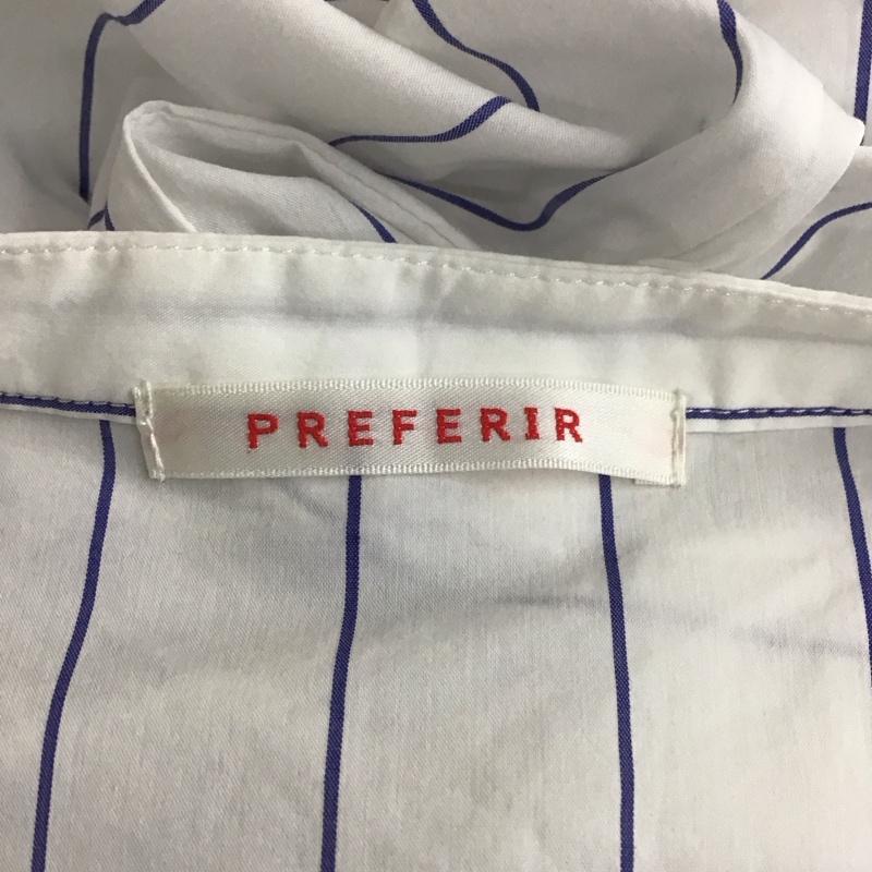 プレフェリール PREFERIR ワンピース ロングスカート フレンチスリーブ スキッパー 38 ストライプ 白 / ホワイト / X 紺 / ネイビー /  レディース USED 古着 中古 10115496