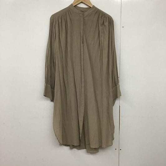 ミラオーウェン Mila Owen ワンピース ロングスカート 長袖ロングスカート シャツワンピース ノーカラーワンピース フロントボタン ONE SIZE 無地 ベージュ / ベージュ /  レディース USED 古着 中古 10143728