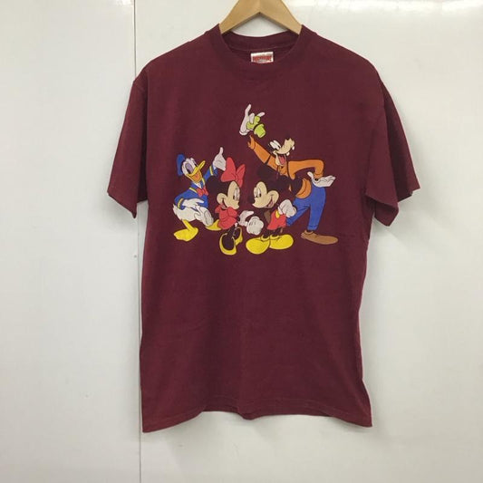 古着 USED Tシャツ 半袖 半袖カットソー プリントTシャツ クルーネックカットソー ディズニー プリント えんじ / ワインレッド /  メンズ USED 古着 中古 10131161