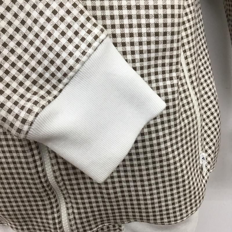 ステューシー STUSSY パーカー 長袖 ジップパーカー M チェック X ロゴ、文字 白 / ホワイト / X 茶 / ブラウン /  メンズ USED 古着 中古 10120536