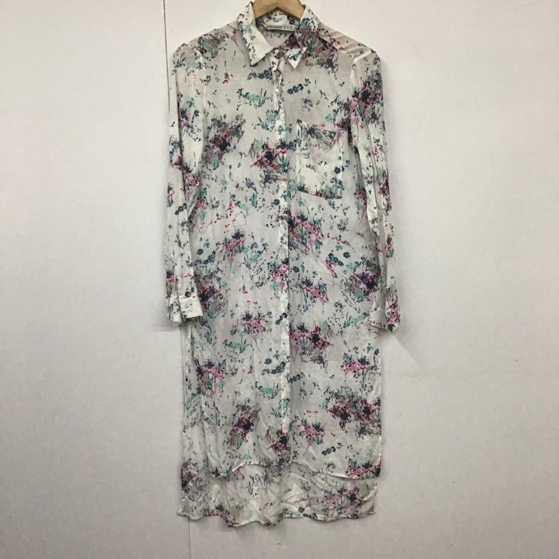 ザラベーシック ZARA BASIC ワンピース ひざ丈スカート XS 総柄 X 花柄 白 / ホワイト /  レディース USED 古着 中古 10130396