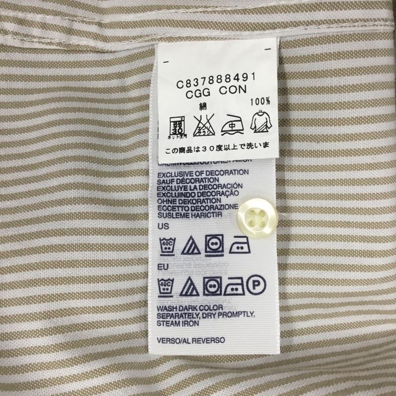 トミーヒルフィガー TOMMY HILFIGER シャツ、ブラウス 長袖 ボタンダウンシャツ M ストライプ 白 / ホワイト / X ベージュ / ベージュ /  メンズ USED 古着 中古 10112781