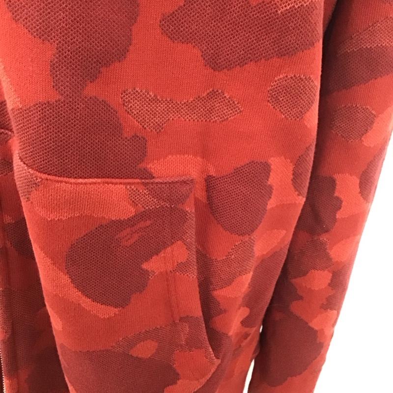 アベイシングエイプ A BATHING APE パーカー 長袖 ジップアップパーカー 長袖パーカー フード付きパーカー 総柄 赤 / レッド /  メンズ USED 古着 中古 10107434