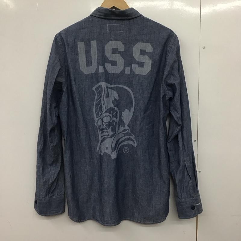 アベイシングエイプ A BATHING APE シャツ、ブラウス 長袖 長袖シャツ 無地シャツ カラーシャツ デニムシャツ M ロゴ、文字 インディゴ / インディゴ /  メンズ USED 古着 中古 10148908