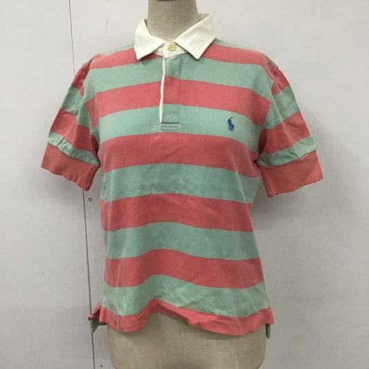 ラルフローレン RALPHLAUREN ポロシャツ 半袖 半袖ポロシャツ カラーシャツ 半袖カットソー M ボーダー柄 桃 / ピンク / X 水色 / ライトブルー /  レディース USED 古着 中古 10113816