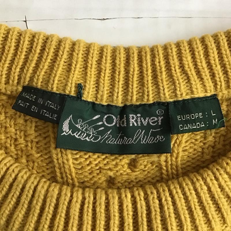 古着 USED ニット、セーター 長袖 長袖ニットカットソー ニット セーター クルーネックニット L 総柄 黄 / イエロー /  メンズ USED 古着 中古 10118299