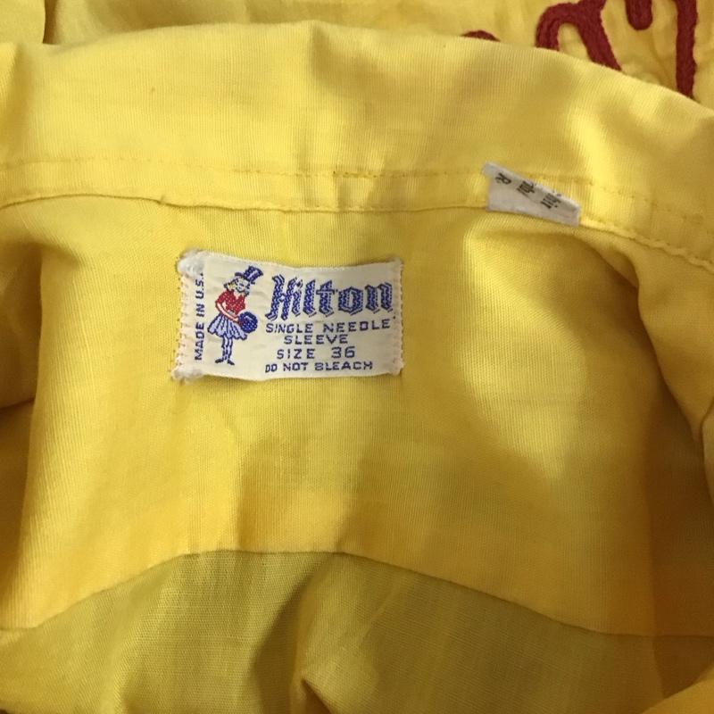 ヒルトン HILTON シャツ、ブラウス 半袖 半袖シャツ カラーシャツ 半袖カットソー ボーリングシャツ 36 刺繍 黄 / イエロー /  レディース USED 古着 中古 10108505