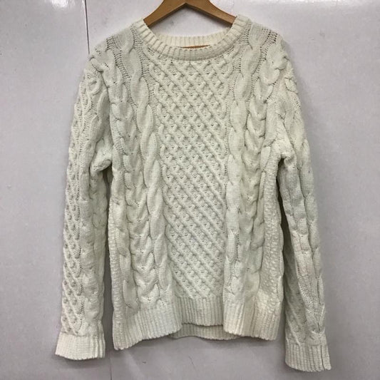 アズールバイマウジー AZUL BY MOUSSY ニット、セーター 長袖 CHENILLE CABLE PULLOVER 251eab70-089i L 無地 白 / ホワイト /  メンズ USED 古着 中古 10120176