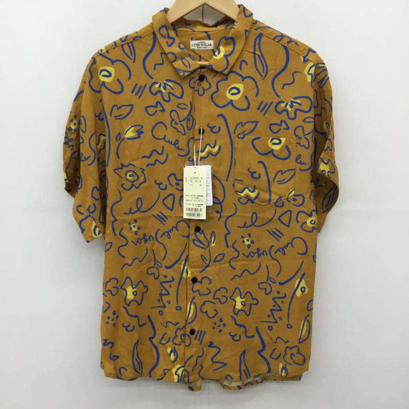 キューブシュガー CUBE SUGAR シャツ、ブラウス 半袖 M 花柄 マスタード / マスタード / X 青 / ブルー /  レディース USED 古着 中古 10144391