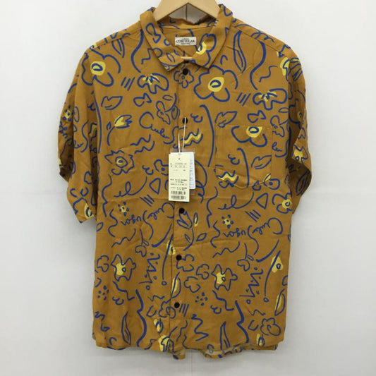 キューブシュガー CUBE SUGAR シャツ、ブラウス 半袖 M 花柄 マスタード / マスタード / X 青 / ブルー /  レディース USED 古着 中古 10144391