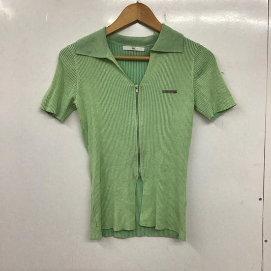 スライ SLY ニット、セーター 半袖 030HSZ70-1631 DUAL COLOR FRONT ZIP KNIT FREE 無地 薄緑 / ライトグリーン /  レディース USED 古着 中古 10137782