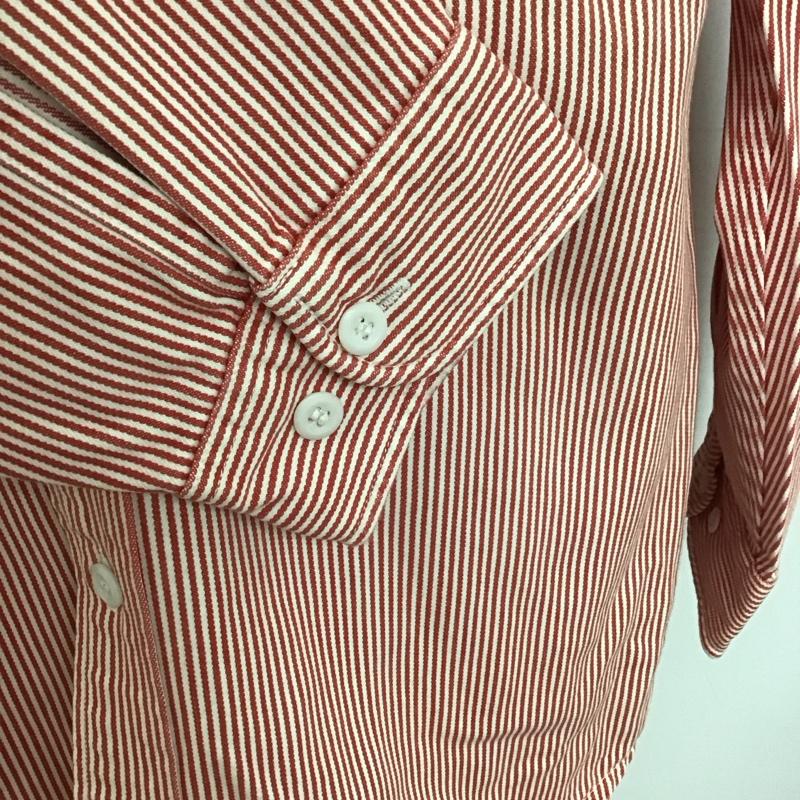 リーバイス Levi s シャツ、ブラウス 長袖 ワークシャツ M ストライプ 白 / ホワイト / X 赤 / レッド /  メンズ USED 古着 中古 10111085