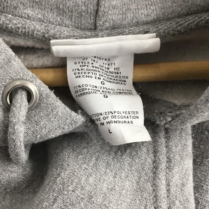 チャンピオン Champion パーカー 長袖 ジップアップパーカー 長袖パーカー カジュアルジャケット L ロゴ、文字 灰 / グレー /  メンズ USED 古着 中古 10146623