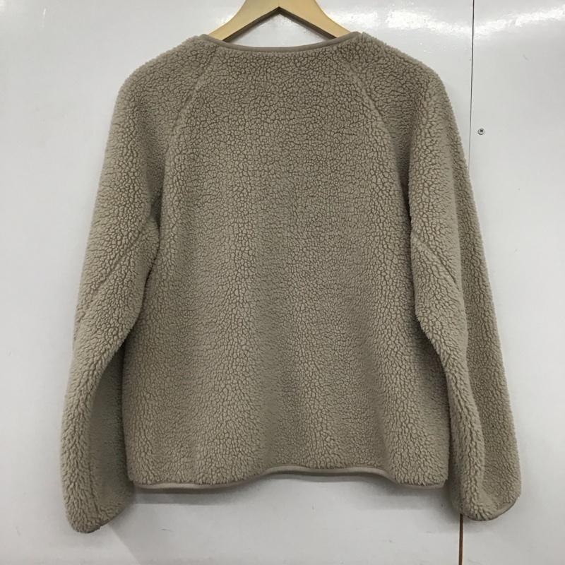 ユニクロ UNIQLO カーディガン 長袖 241-439140  ソフトボアフリースVネックカーディガン L 無地 ベージュ / ベージュ /  レディース USED 古着 中古 10141281