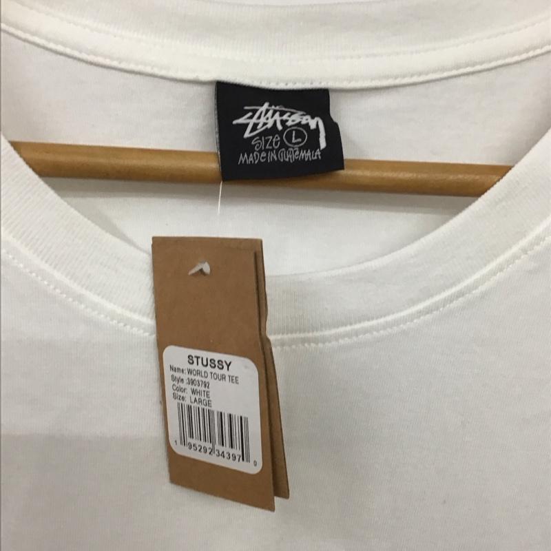 ステューシー STUSSY Tシャツ 半袖 半袖カットソー プリントTシャツ クルーネックカットソー L プリント 白 / ホワイト /  メンズ USED 古着 中古 10136249