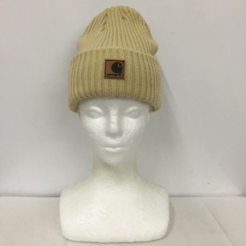 カーハート Carhartt 帽子 ニット帽 A18 リブ ロゴ、文字 ベージュ / ベージュ /  メンズ USED 古着 中古 10135653