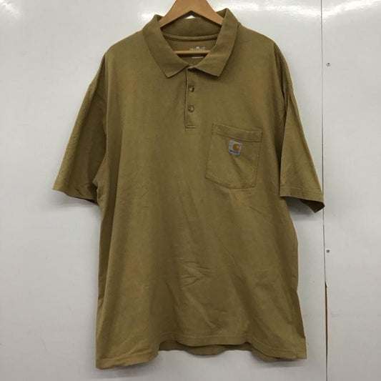 カーハート Carhartt ポロシャツ 半袖 半袖ポロシャツ カラーシャツ 半袖カットソー L ロゴ、文字 ベージュ / ベージュ /  メンズ USED 古着 中古 10150126