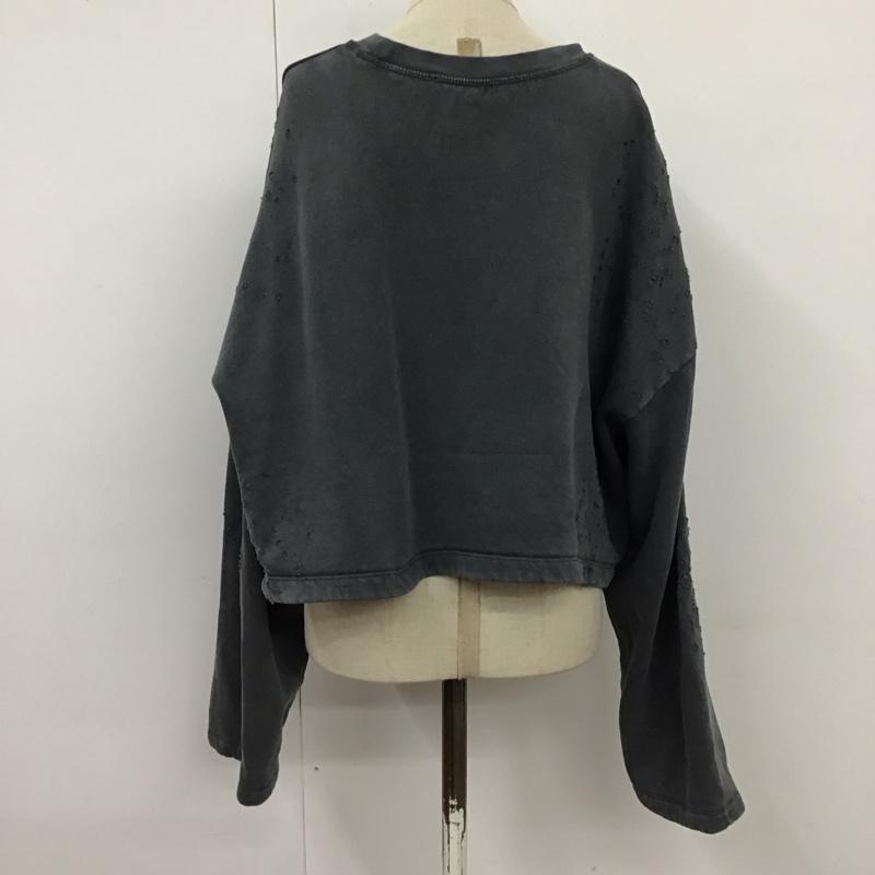 ザラ ZARA トレーナー 長袖 6050 343 802 スウェット 裏起毛 M ダメージ加工 チャコールグレー / チャコールグレー /  レディース USED 古着 中古 10119393