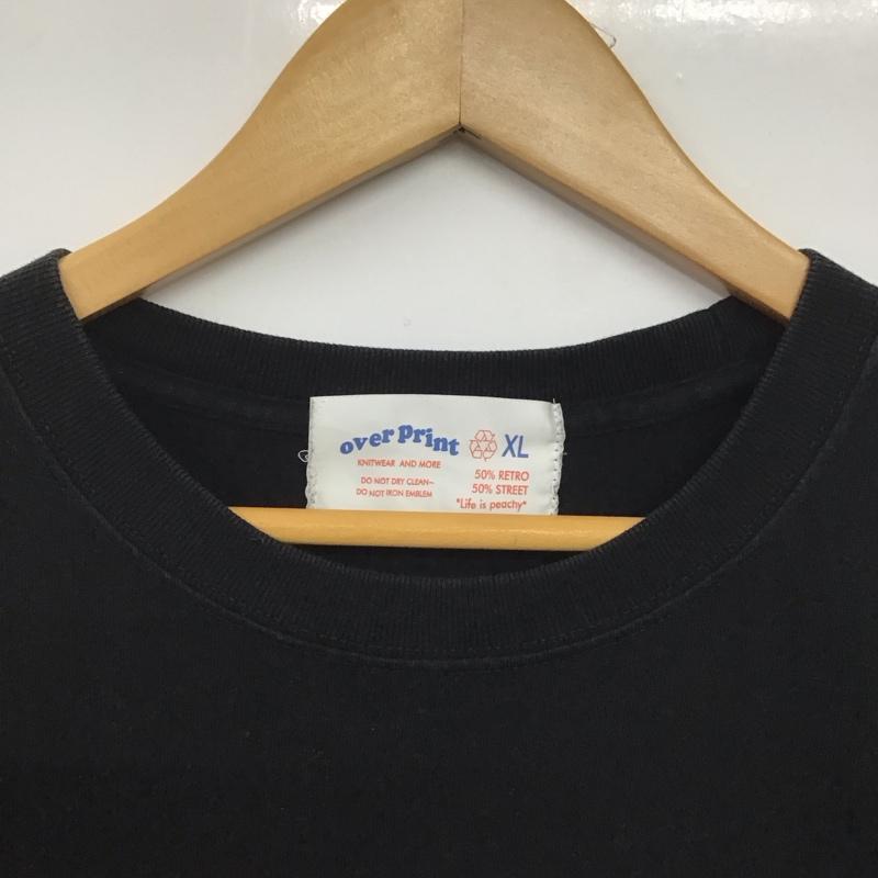 オーバープリント over print Tシャツ 半袖 半袖カットソー プリントTシャツ クルーネックカットソー XL ロゴ、文字 黒 / ブラック /  メンズ USED 古着 中古 10145725