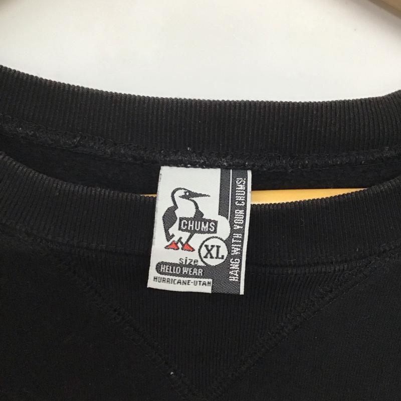 チャムス CHUMS トレーナー 長袖 長袖トレーナー スウェット クルーネック プルオーバー XL ロゴ、文字 黒 / ブラック /  メンズ USED 古着 中古 10142962