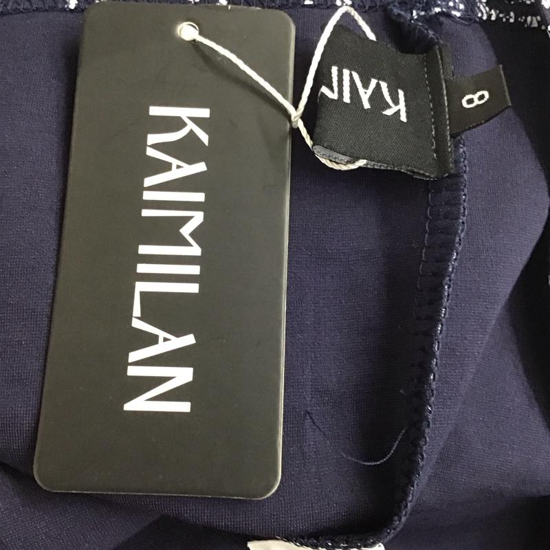 古着 USED ワンピース ロングスカート KAIMILAN 長袖 リボンタイ タグ付き 8 チェック 白 / ホワイト / X 紺 / ネイビー /  レディース USED 古着 中古 10115487