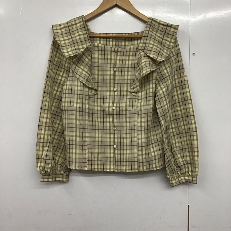 マジェスティックレゴン MAJESTIC LEGON シャツ、ブラウス 長袖 1002030506 スウィートフリルブラウス タグ付き M チェック ベージュ / ベージュ /  レディース USED 古着 中古 10141988