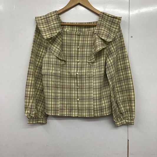 マジェスティックレゴン MAJESTIC LEGON シャツ、ブラウス 長袖 1002030506 スウィートフリルブラウス タグ付き M チェック ベージュ / ベージュ /  レディース USED 古着 中古 10141988
