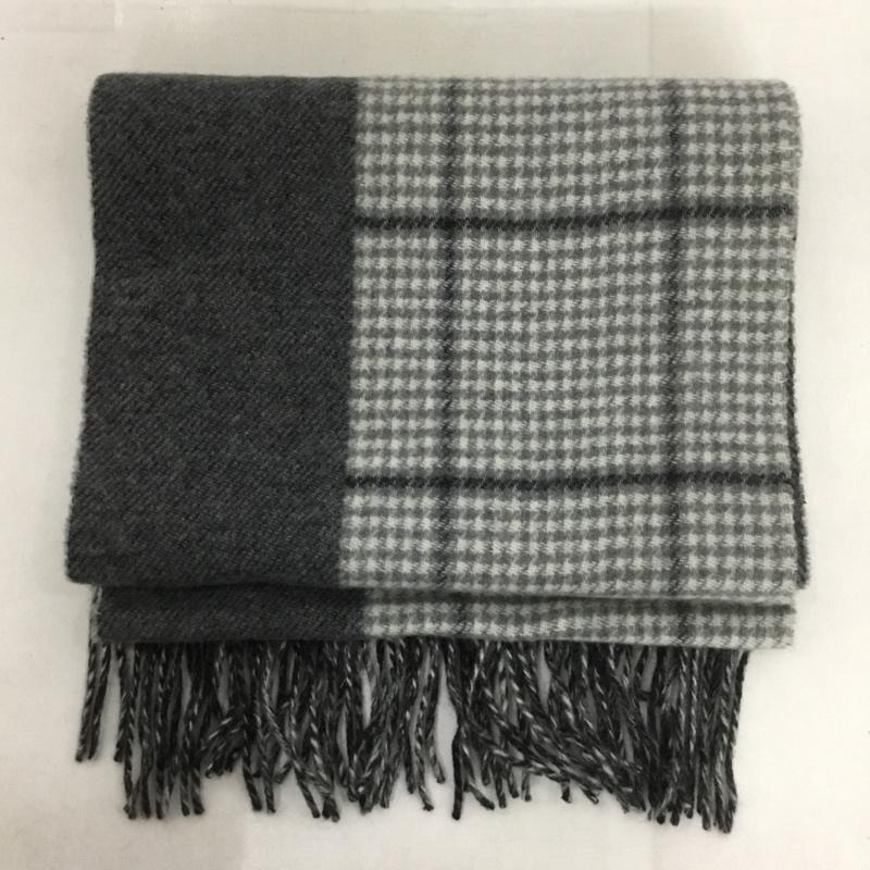 ビューティアンドユース BEAUTY&YOUTH マフラー マフラー カシミヤ フリンジ チェック 灰 / グレー / X ダークグレー / ダークグレー /  メンズ USED 古着 中古 10142732