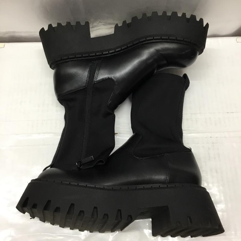 ザラ ZARA ブーツ ショートブーツ 3116 810 040 ソックススタイル トラックソール 厚底 39 25.5cm 無地 黒 / ブラック /  レディース USED 古着 中古 10110615