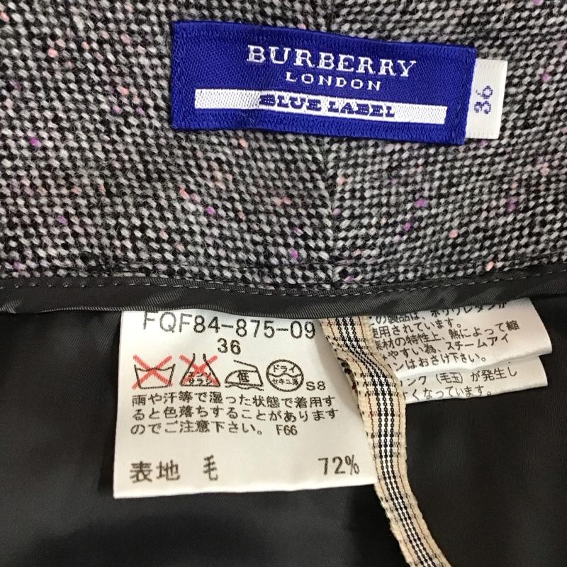 バーバリーブルーレーベル BURBERRY BLUE LABEL パンツ スラックス FQF84-875-09 ウール混 ワイドパンツ 36 無地 白 / ホワイト / X 黒 / ブラック /  レディース USED 古着 中古 10117367