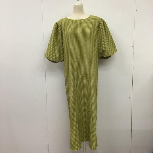 ローリーズファーム LOWRYS FARM ワンピース ロングスカート LF722007TK チェックバルーンスリーブ 2WAY 前後着 FREE チェック 茶 / ブラウン / X 黄緑 / イエローグリーン /  レディース USED 古着 中古 10133442