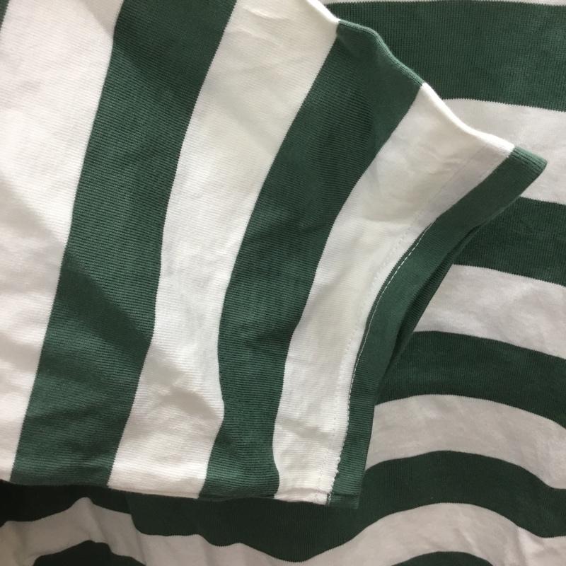 クティール kutir Tシャツ 半袖 KT126117BW クルーネック オーバーサイズ FREE ボーダー柄 白 / ホワイト / X 緑 / グリーン /  メンズ USED 古着 中古 10117777