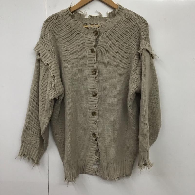 レトロガール RETRO GIRL カーディガン 長袖 RW080012B005-2 2WAYダメージニット 前後着 FREE 無地 灰 / グレー /  レディース USED 古着 中古 10119589