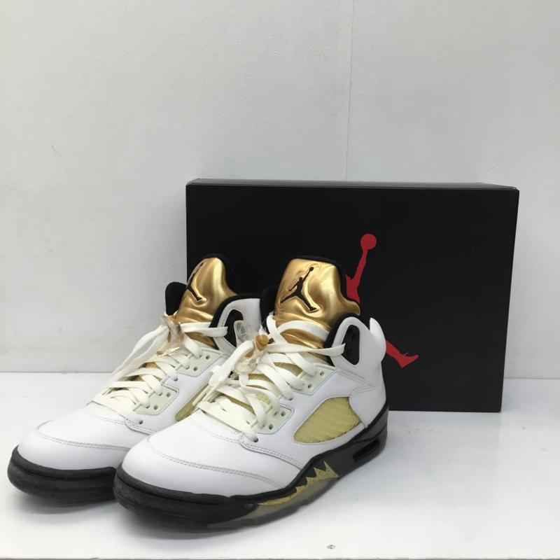 ナイキ NIKE スニーカー スニーカー 136027-133 Air Jordan 5 Retro Olympic 26.0cm ロゴ、文字 白 / ホワイト / X 金 / ゴールド /  メンズ USED 古着 中古 10140756