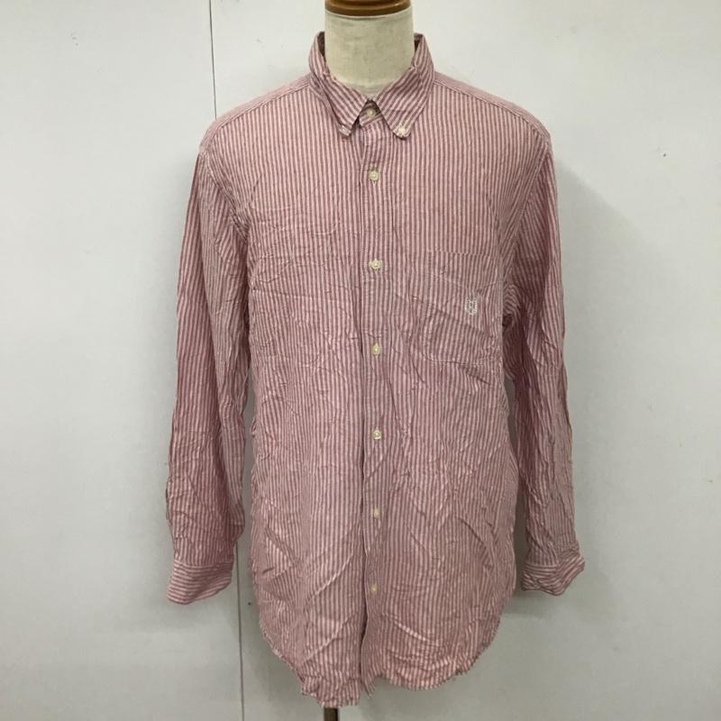 チャップス CHAPS シャツ、ブラウス 長袖 長袖シャツ カラーシャツ ポケットシャツ 長袖カットソー ストライプシャツ XL ストライプ 赤 / レッド /  メンズ USED 古着 中古 10118278