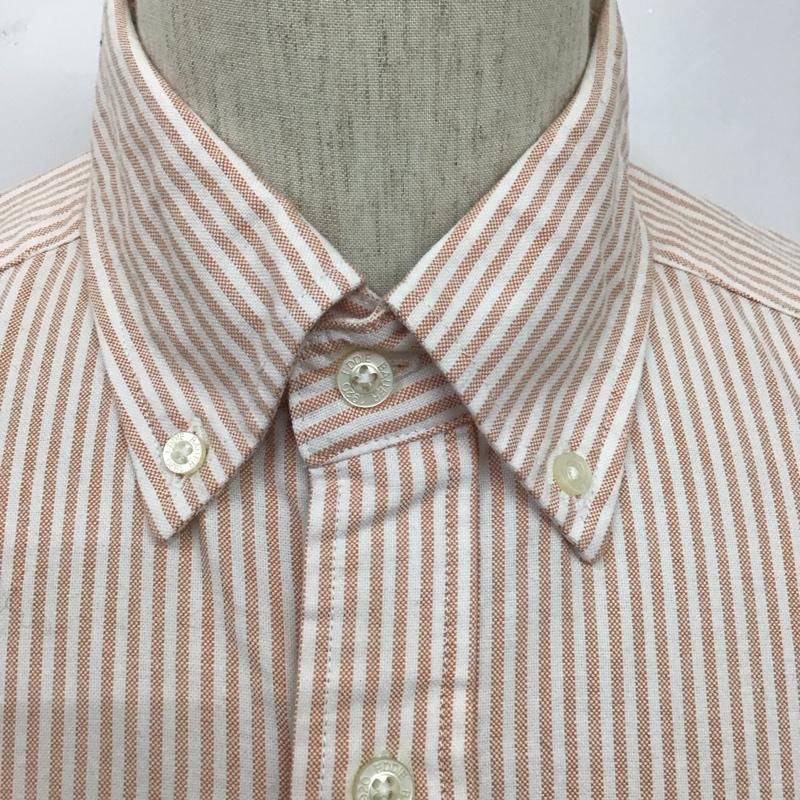 エディーバウアー Eddie Bauer シャツ、ブラウス 半袖 半袖シャツ カラーシャツ カジュアルシャツ ストライプシャツ S ストライプ 橙 / オレンジ /  メンズ USED 古着 中古 10111126