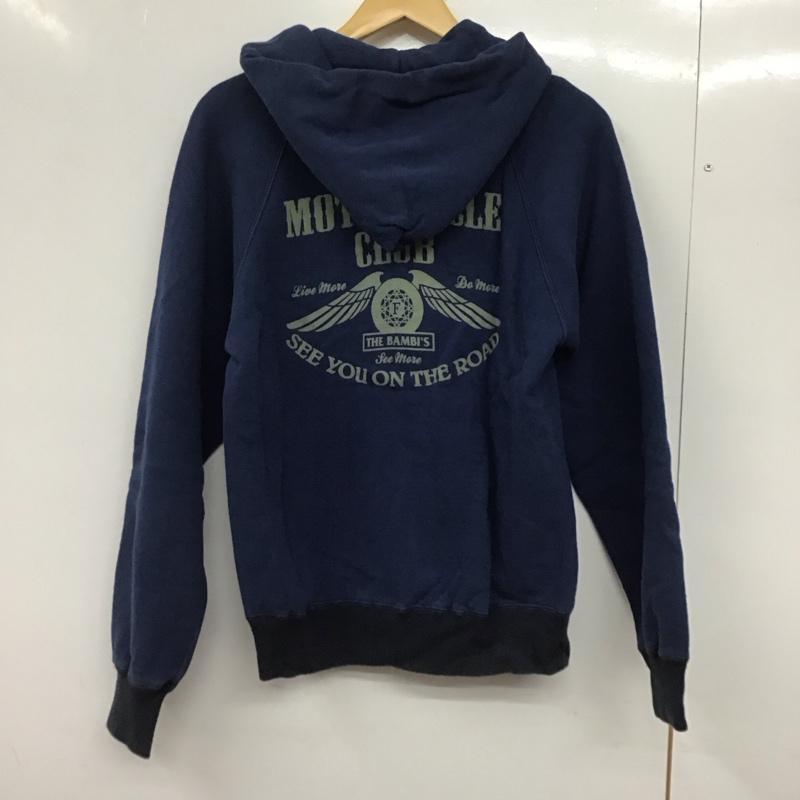 フラットヘッド The Flat Head パーカー 長袖 長袖パーカー ジップアップパーカー スウェット 40 ロゴ、文字 紺 / ネイビー /  メンズ USED 古着 中古 10145323