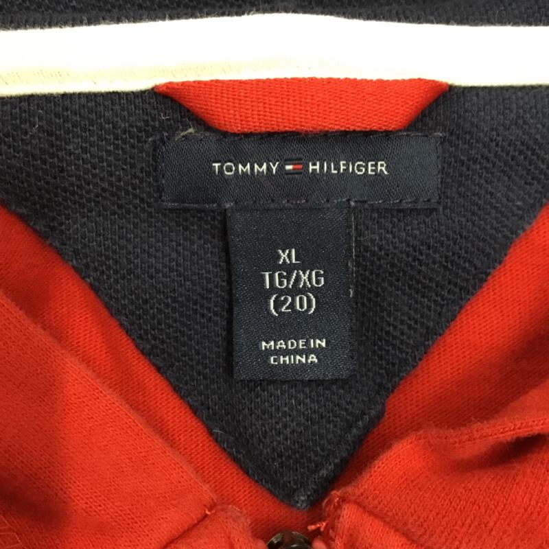 トミーヒルフィガー TOMMY HILFIGER パーカー 長袖 フルジップ ジップアップ フーディー XL ロゴ、文字 赤 / レッド /  メンズ USED 古着 中古 10117174