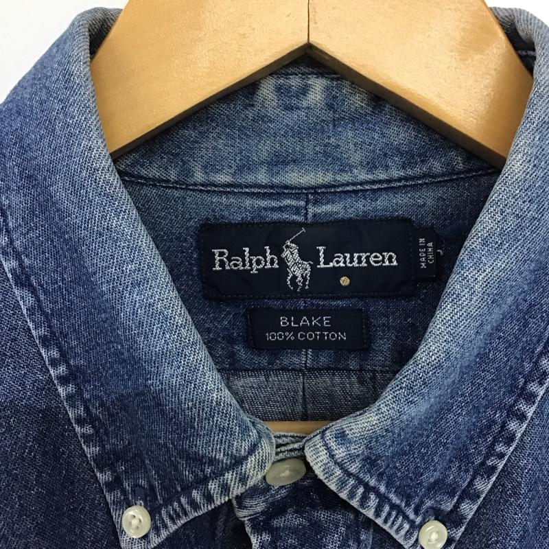 ラルフローレン RALPHLAUREN シャツ、ブラウス 長袖 長袖シャツ 無地シャツ カラーシャツ デニムシャツ ロゴ、文字 インディゴ / インディゴ /  メンズ USED 古着 中古 10141815