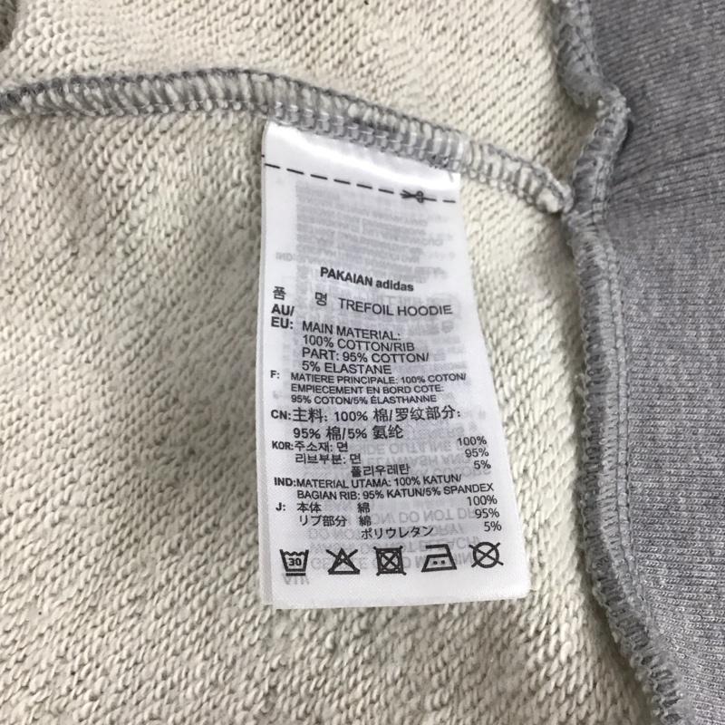 アディダス adidas パーカー 長袖 dt7963 フーディーパーカー プルオーバーパーカー L ロゴ、文字 灰 / グレー /  メンズ USED 古着 中古 10144798