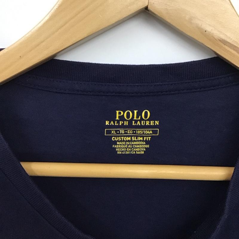 ポロラルフローレン POLO RALPH LAUREN Tシャツ 半袖 半袖カットソー プリントTシャツ クルーネックカットソー XL ロゴ、文字 紺 / ネイビー /  メンズ USED 古着 中古 10130307